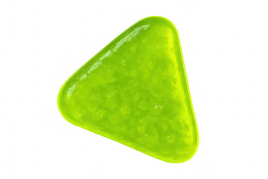 Gooey green jelly triangle shape transparent background