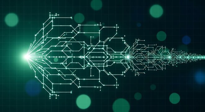 Futuristic network nodes connecting, a brilliant concept for innovation and growth