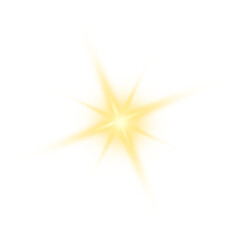 Golden sparkle effect isolated on transparent. Christmas golden star light on black background
