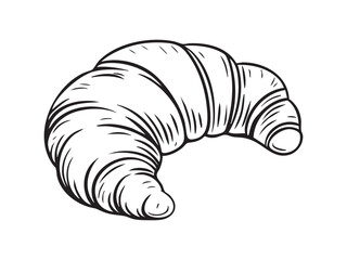 hand drawn croissant icon on transparent background 
