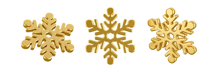 Golden snowflake icon isolated on white