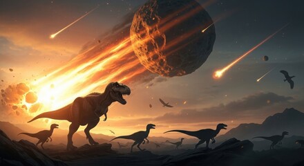 Meteorite impact causing dinosaur extinction