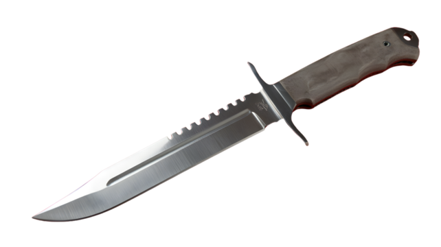 Survival hunting knife with serrated edge isolated on transparent background - Powered by Adobe