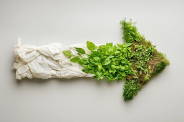 Green Transformation Arrow From Plastic To Plants