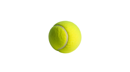Single bright yellow tennis ball isolated on transparent background