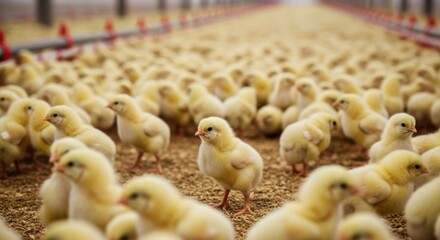Chick in commercial poultry farm