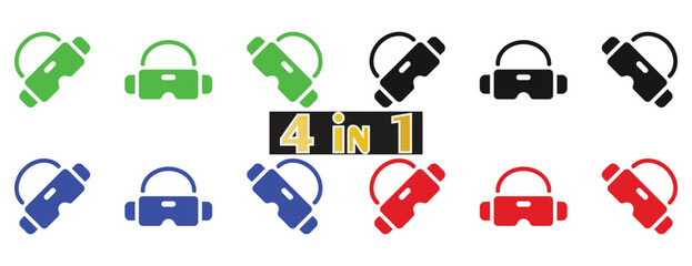 Diverse Virtual Reality Headset Icon Collection, Modern Digital Entertainment and Communication Devices