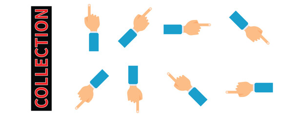 Collection of Human Hand Pointing Gesture Icon Set, Various Direction Index Finger Vector
