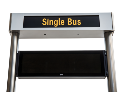 Single bus sign isolated on transparent background at a bus station or airport