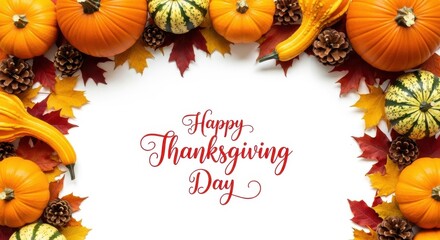 Happy Thanksgiving Day Autumn Harvest Celebration Border