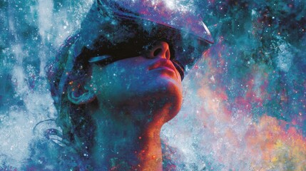 Exploring Virtual Realms: Woman in VR Headset