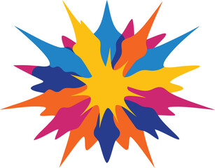 Explosion of abstract colorful shapes, dynamic starburst graphic design