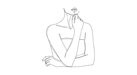Minimalist Continuous Single Line Art Elegant Portrait of a Woman's Bust and Face, a Timeless Expression of Beauty