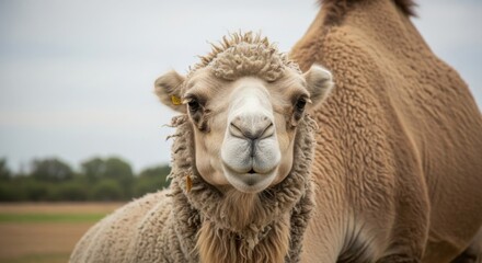 Obraz premium Camel portrait in a field