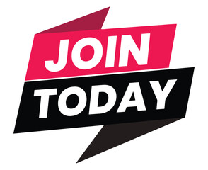A bold graphic banner with the words JOIN TODAY in white text on a pink and black background, suggesting an invitation to participate or subscribe.