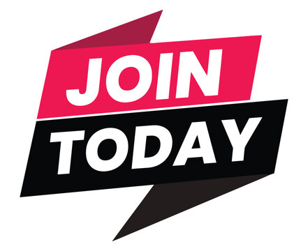 A bold graphic banner with the words JOIN TODAY in white text on a pink and black background, suggesting an invitation to participate or subscribe.