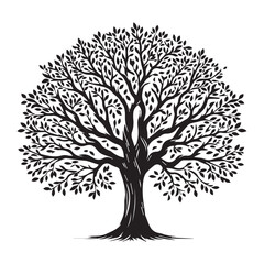 Fototapeta premium Stylized Black and White Tree Silhouette Art