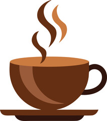 Steaming hot coffee cup on saucer, beverage illustration