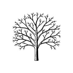 Obraz premium Vector tree silhouette illustration featuring leaves and branches, a symbol of growth and nature's seasons