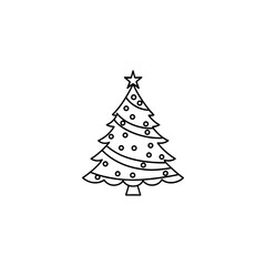 Christmas tree with ornaments and star on top a festive evergreen symbol of the holiday season hand drawn illustration isolated on white background isolated on transparent background