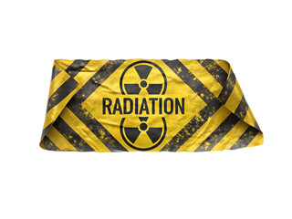 Yellow radiation warning tape isolated on transparent background for safety