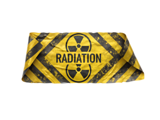 Yellow radiation warning tape isolated on transparent background for safety