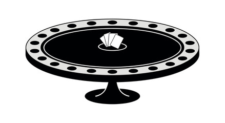 A round poker table with cards in the center, ready for a game.