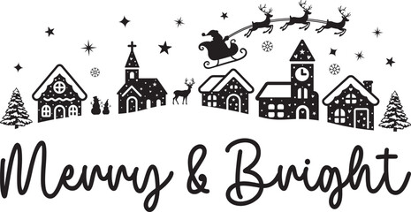 Merry & Bright  On a White Background