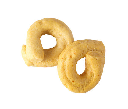 Italian taralli snack crackers on transparent background