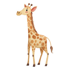 Obraz premium Cute watercolor giraffe illustration for kids with soft safari animal design