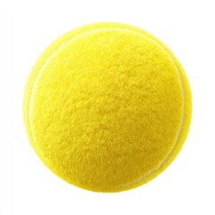 Bright yellow tennis ball, fuzzy texture, isolated on white background