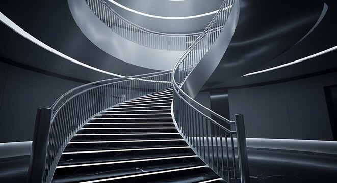 Elegant spiral staircase with modern design and minimalist architecture - Powered by Adobe