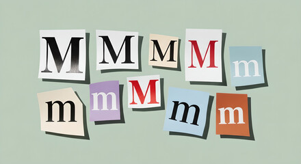 Letter M Alphabet Cut Out Paper Various Colors Copy Space