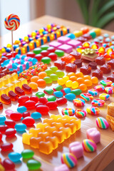  some colourful candy on a table
