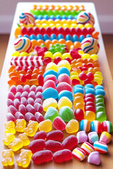  some colourful candy on a table