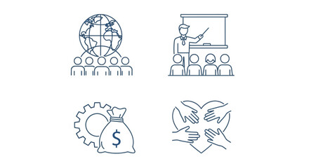 Vector illustration of set of business and charity icons