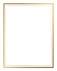 Obraz premium Gold rectangular frame with double lines on white, empty center space
