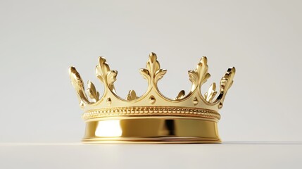 Elegant golden crown isolated on white background, a symbol of royalty, power, and achievement, perfect for adding a touch of luxury and prestige