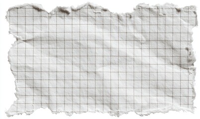 Torn piece of graph paper with grid lines and crumpled texture