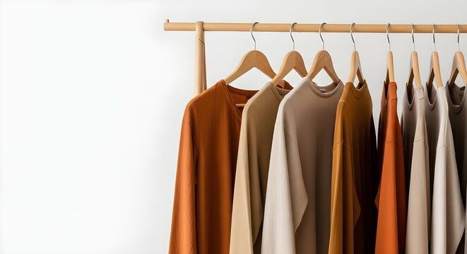 Eco-Friendly Sustainable Fashion Clothing on Hangers