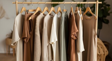 Eco-Friendly Sustainable Fashion Clothing on Hangers
