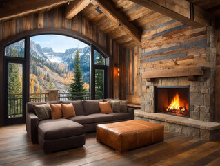 Naklejka premium charming rustic fireplace
