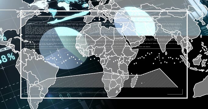 Displaying global map in white frame filling center on dark dashboard, showing 88% readout
