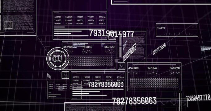Showing floating data panels and big numeric overlays across 3D grid, featuring circular gauge