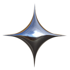 3D Chrome Metallic Star Icon – Glossy Liquid Silver Highlight Shape with Reflective Gradient...
