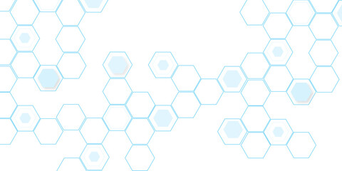 white and blue technology hexagonal abstract background. Abstract blue hexagon or digital technology background. Vector abstract graphic design banner pattern presentation background web template.	