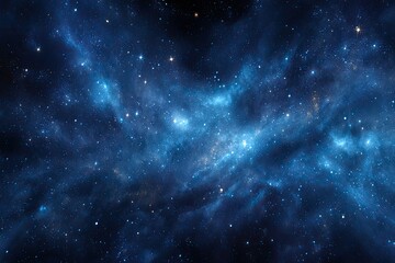 Obraz premium Ethereal celestial nebula, swirls of blue and gold gas with scattered stars