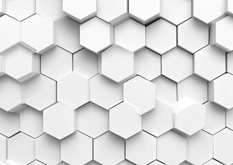 Naklejka premium Abstract geometric pattern of raised white hexagons in a close, repeating tile