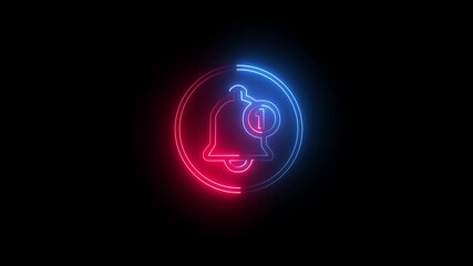  glowing neon blue and red color subscriber icon on black background.  - Powered by Adobe