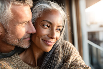 A warm and intimate moment shared between a couple, showcasing affection and connection.